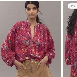 Floral Pink Blouse/ Batwing shirt